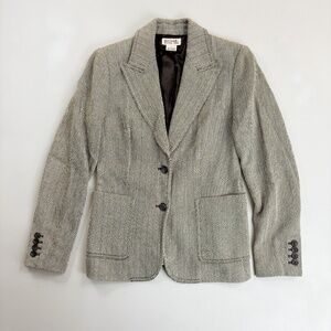 MICHAEL KORS Herringbone Career Blazer SZ 4 Heavy Cotton Campus Dark Academia